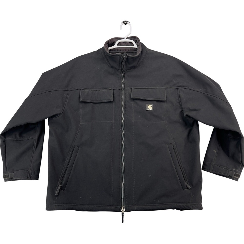 Carhartt J176 BLK Soft Shell Jacket Men's 2XL Regular Black Fleece Lined Full Zi
